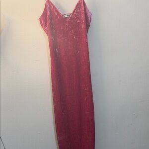 Fashion Nova Velvet Maxi Dress in Deep Red